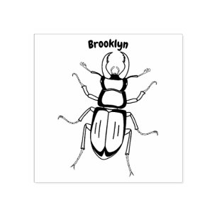 Stag beetle insect illustration rubber stamp