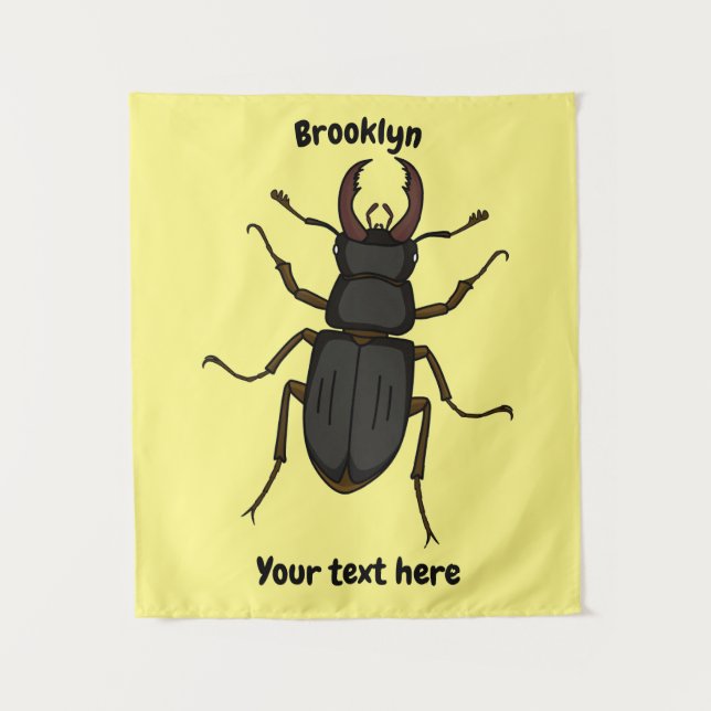 Stag beetle insect illustration tapestry (Front)