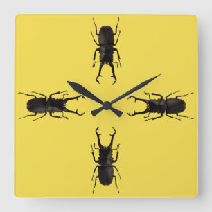 Stag Beetle Square Wall Clock