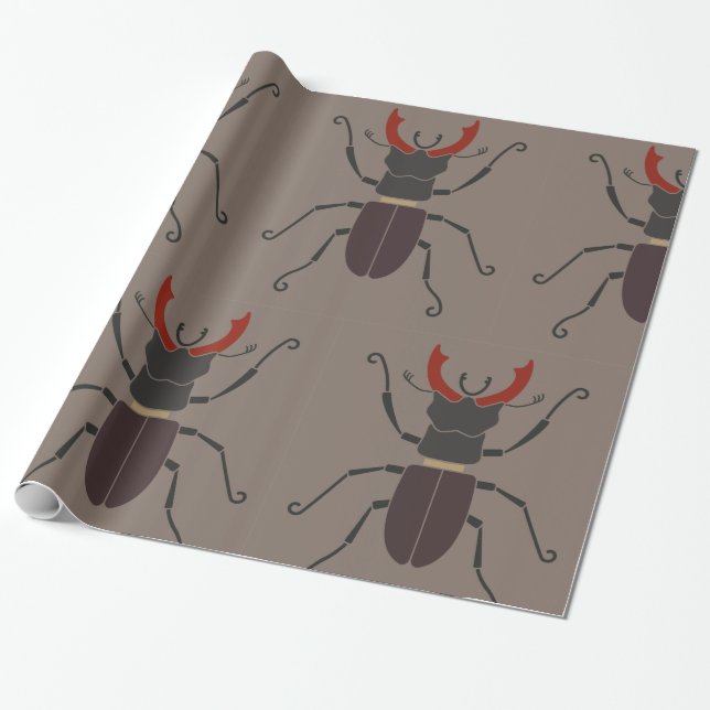 Stag Beetle Wrapping Paper (Unrolled)