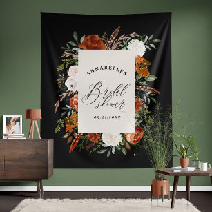 Stag black terracotta floral rustic bridal shower  tapestry