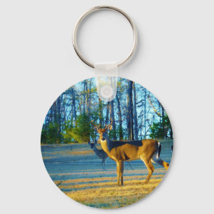 Stag / Buck  Deer, Bright blue Sky Key Ring