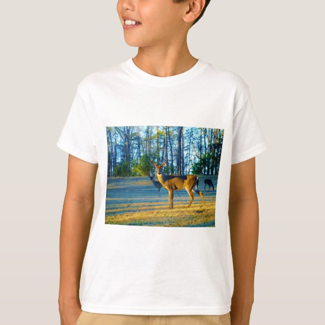 Stag / Buck  Deer, Bright blue Sky T-Shirt (Front)