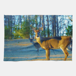 Stag / Buck  Deer, Bright blue Sky Tea Towel