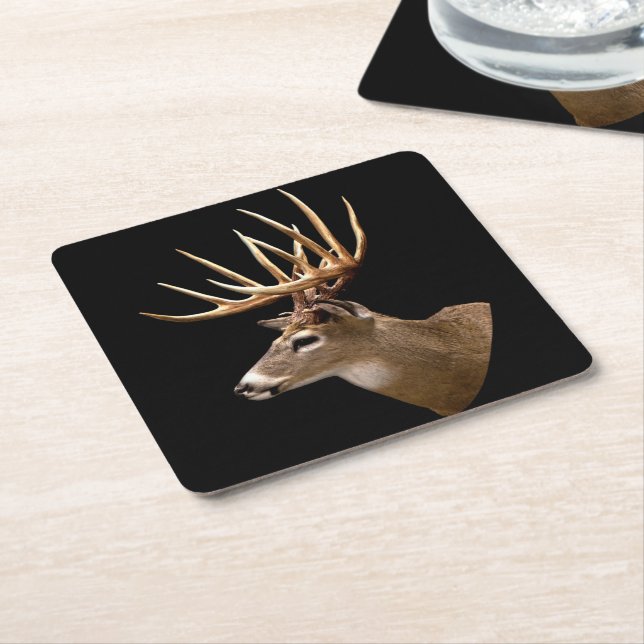 Stag Buck Deer Square Paper Coaster (Angled)