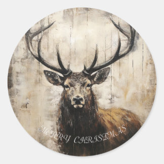 Stag Christmas Classic Round Sticker
