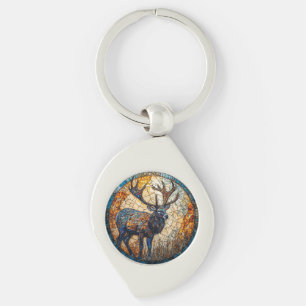 Stag Colourful Mosaic Illustration Key Ring