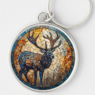 Stag Colourful Mosaic Illustration Key Ring