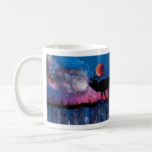 Stag Cradling Autumn Moon in Antlers Mystical Mug