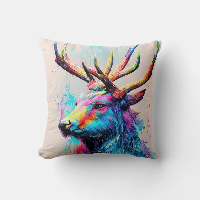 Stag Deer Animal Discovery Adventure Nature Planet Cushion (Front)