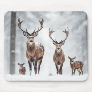 Stag Deer Animal Family Wandering Nature Mouse Mat