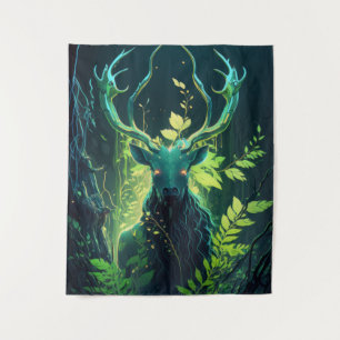 Stag Deer Animal Portrait Painting Wildlife Forest Tapestry