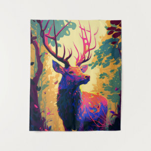 Stag Deer Animal Portrait Painting Wildlife Forest Tapestry