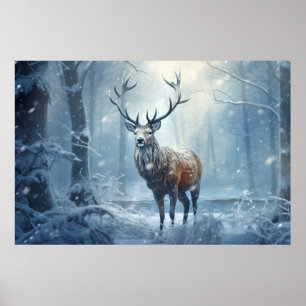 Stag Deer Animal Wildlife Wilderness Colourful Art Poster