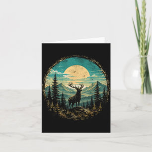 Stag deer moon forest mountain wilderness explorer card