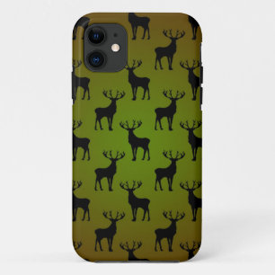 Stag Deer Pattern On Green Brown iPhone 11 Case