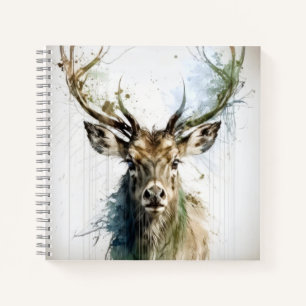 Stag Deer Portrait Animal Painting Wildlife Forest Notebook