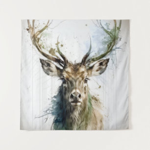 Stag Deer Portrait Animal Painting Wildlife Forest Tapestry