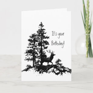 Stag Deer Tree Forest Animal Masculine Birthday Card