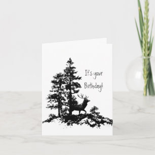 Stag Deer Tree Forest Animal Masculine Birthday Card