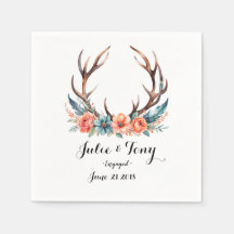 STAG & DEER WEDDING party paper napkins