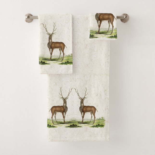 Stag Deer Wildlife Animal Antlers Bath Towel Set (Insitu)