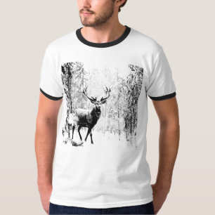 Stag Deer Winter Forest Wildlife Animal Nature Art T-Shirt