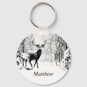 Stag Deer Winter Forest Wildlife Animal Nature Key Ring