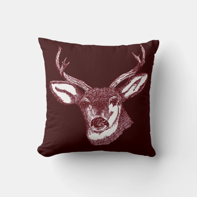 stag head argyle pattern pillow (Front)