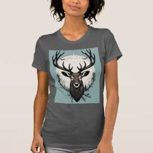 Stag Head Wilderness – Minimalist T-Shirt Vector D