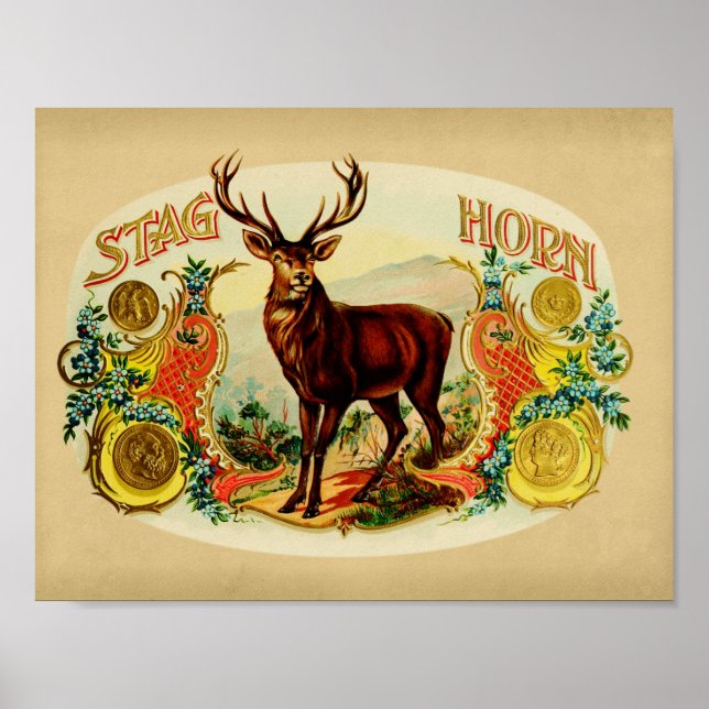 Stag Horn Vintage Cigar Box Poster (Front)