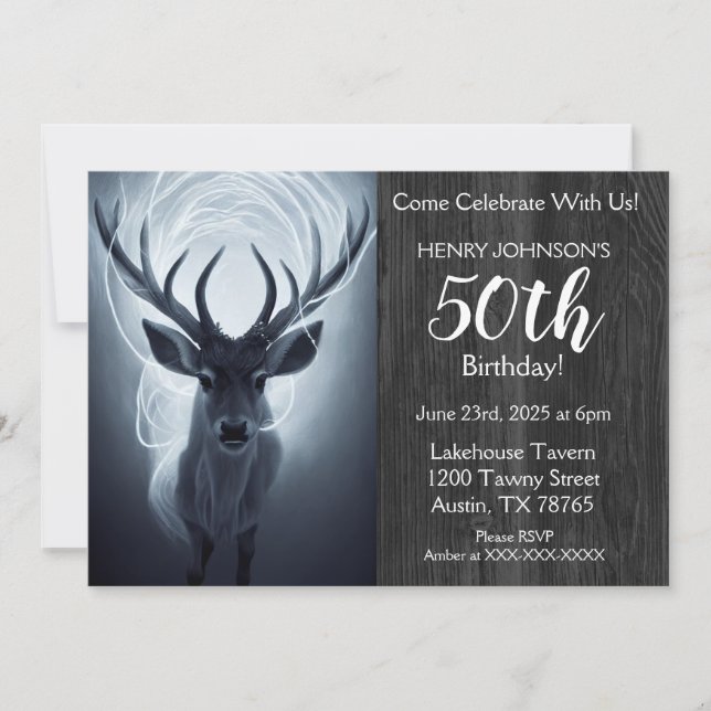Stag Hunting Theme 50th Birthday Party Invitation (Front)