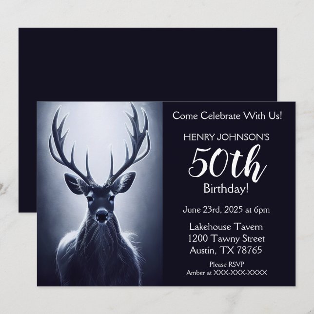 Stag Hunting Theme 50th Birthday Party Invitation (Front/Back)