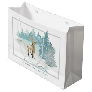 Stag in A Winter Woodland Personalised Large Gift Bag