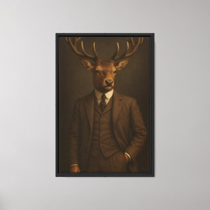 Stag in Brown Suit Portrait Canvas Print