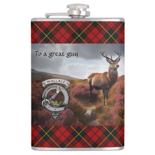 Stag in Heather w/Wallace Badge Personalised Hip Flask