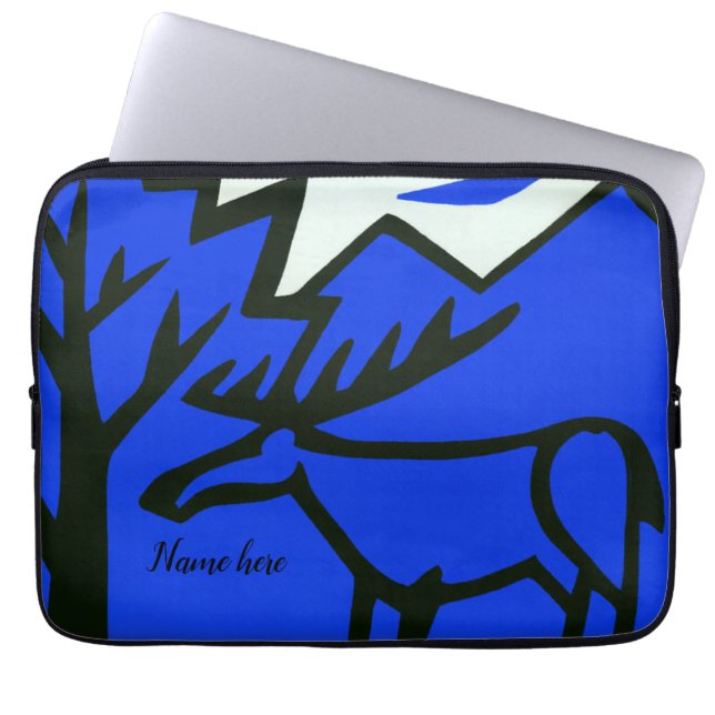 Stag in mountains naive abstract laptop sleeve (Front)