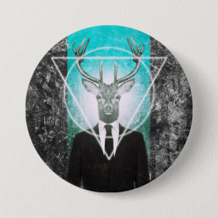 Stag in suit 7.5 cm round badge