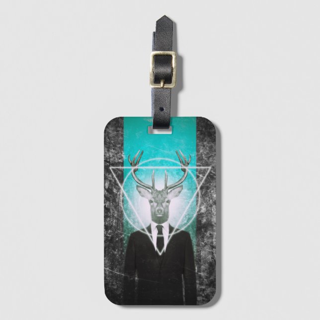 Stag in suit luggage tag (Front Vertical)