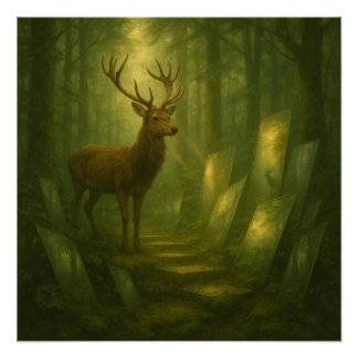 Stag in the Enchanted Forest Mirror Path – GeoWild Poster