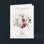 Stag Marsala Foliage Wreath Merry Christmas Logo Holiday Card<br><div class="desc">If you need any further customisation please feel free to message me on yellowfebstudio@gmail.com.</div>