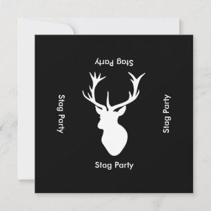 Stag Night - Bachelor or Stag Party Black White Invitation
