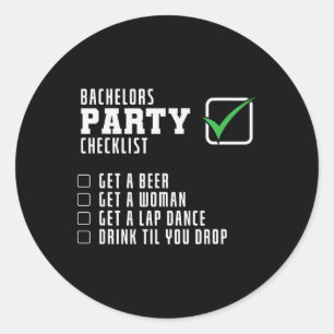 Stag Party Checklist  Classic Round Sticker