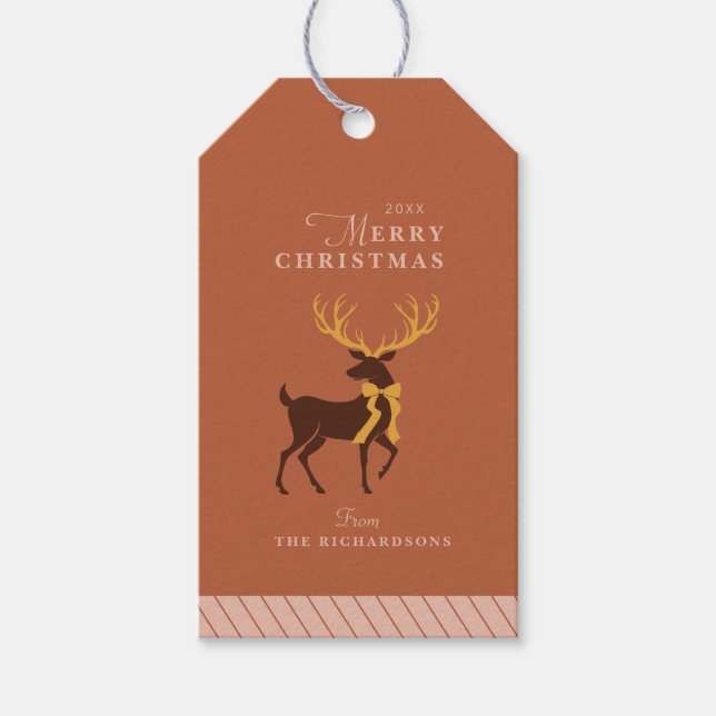 Stag Reindeer Personalised Christmas Gift Tag (Front)