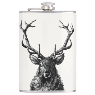 Stag Reindeer Rustic Hip Flask