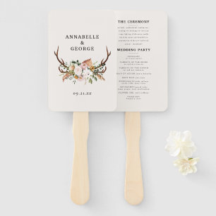 Stag rust terracotta floral opink chic hand fan