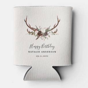 Stag rustic botanical fall barn birthday party  can cooler