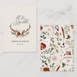 Stag rustic botanical wedding let love sparkle enc enclosure card