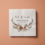 Stag rustic botanical wedding mr and mrs script napkin<br><div class="desc">Rustic floral and stag antlers wedding napkin. With beautiful rust,  terracotta,  blush pink and sage green pampas grass eucalyptus watercolor details. This modern wedding design is sure to set the style for your big day.</div>