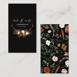 Stag rustic botanical wedding mr and mrs sparkle enclosure card